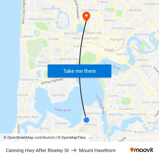 Canning Hwy After Riseley St to Mount Hawthorn map