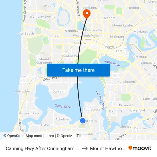 Canning Hwy After Cunningham St to Mount Hawthorn map