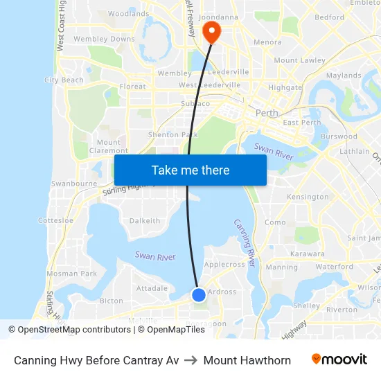 Canning Hwy Before Cantray Av to Mount Hawthorn map