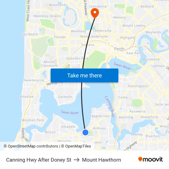 Canning Hwy After Doney St to Mount Hawthorn map