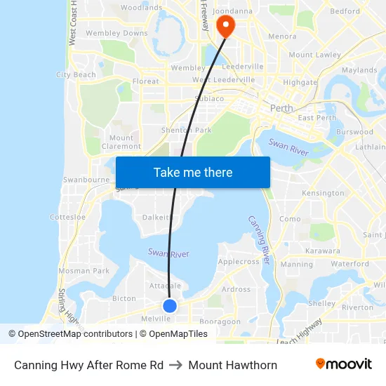 Canning Hwy After Rome Rd to Mount Hawthorn map