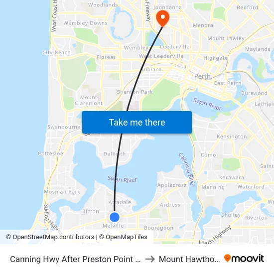 Canning Hwy After Preston Point Rd to Mount Hawthorn map