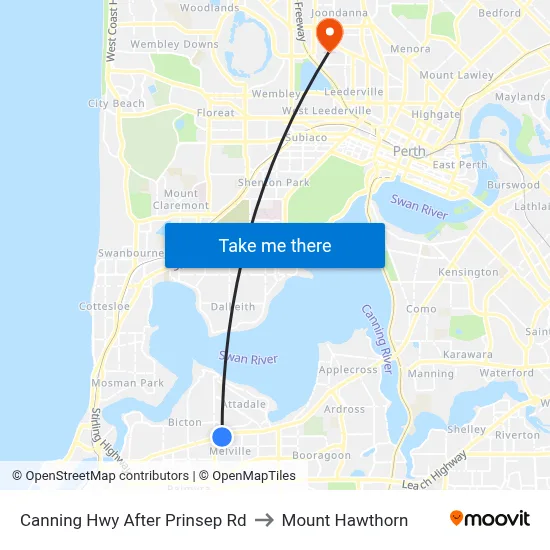 Canning Hwy After Prinsep Rd to Mount Hawthorn map