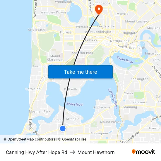 Canning Hwy After Hope Rd to Mount Hawthorn map