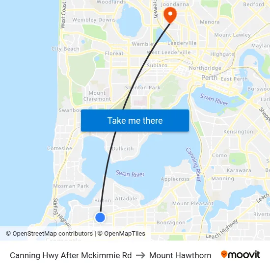Canning Hwy After Mckimmie Rd to Mount Hawthorn map