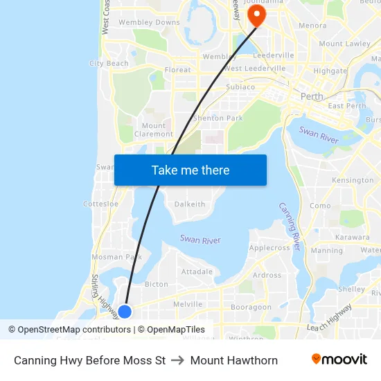 Canning Hwy Before Moss St to Mount Hawthorn map