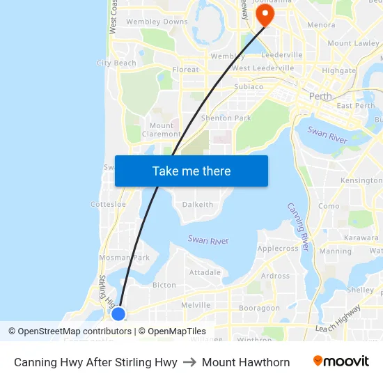 Canning Hwy After Stirling Hwy to Mount Hawthorn map