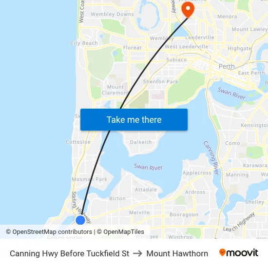 Canning Hwy Before Tuckfield St to Mount Hawthorn map