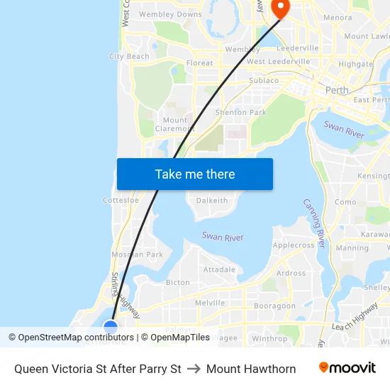Queen Victoria St After Parry St to Mount Hawthorn map