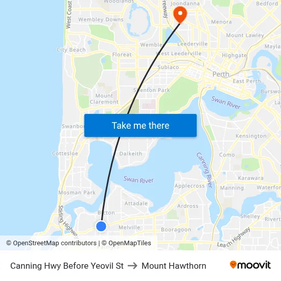 Canning Hwy Before Yeovil St to Mount Hawthorn map