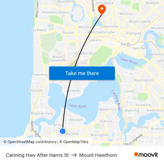 Canning Hwy After Harris St to Mount Hawthorn map