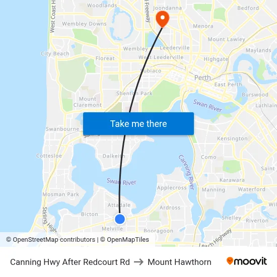 Canning Hwy After Redcourt Rd to Mount Hawthorn map