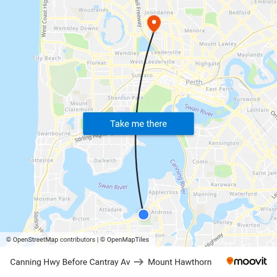 Canning Hwy Before Cantray Av to Mount Hawthorn map