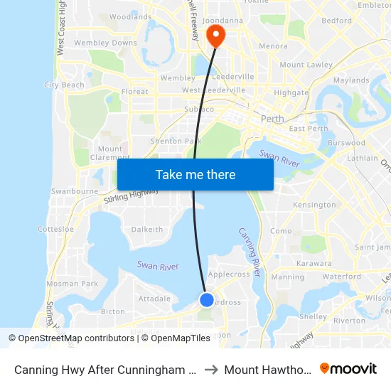 Canning Hwy After Cunningham St to Mount Hawthorn map
