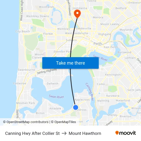 Canning Hwy After Collier St to Mount Hawthorn map