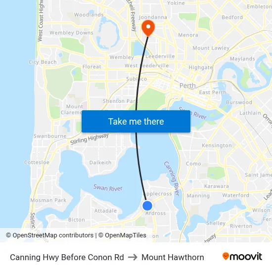 Canning Hwy Before Conon Rd to Mount Hawthorn map