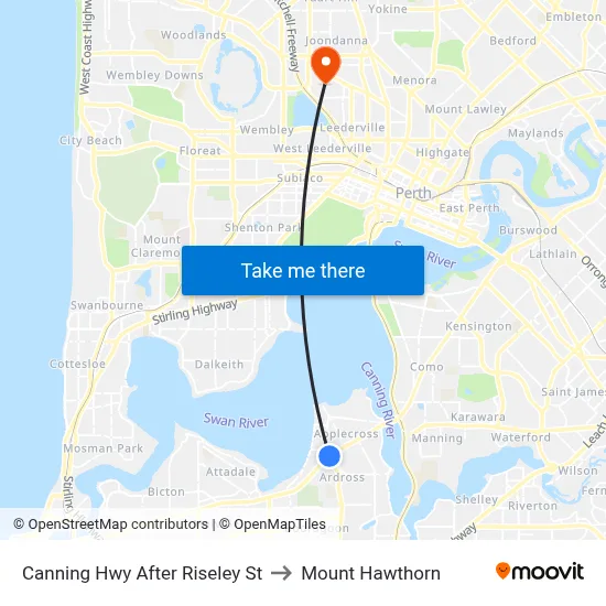 Canning Hwy After Riseley St to Mount Hawthorn map