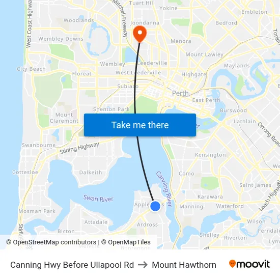 Canning Hwy Before Ullapool Rd to Mount Hawthorn map