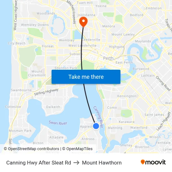Canning Hwy After Sleat Rd to Mount Hawthorn map