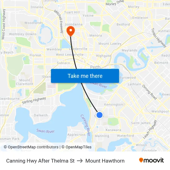 Canning Hwy After Thelma St to Mount Hawthorn map