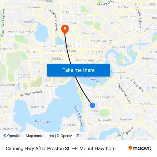 Canning Hwy After Preston St to Mount Hawthorn map