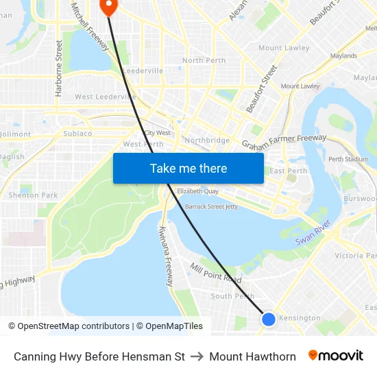 Canning Hwy Before Hensman St to Mount Hawthorn map