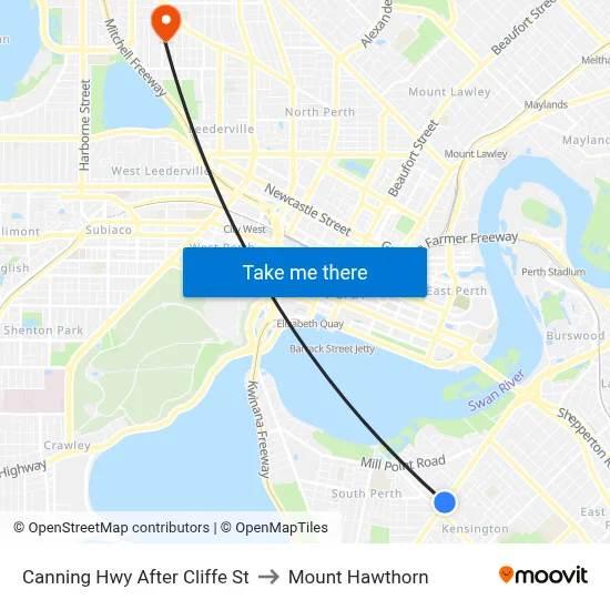 Canning Hwy After Cliffe St to Mount Hawthorn map
