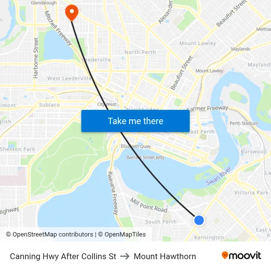 Canning Hwy After Collins St to Mount Hawthorn map