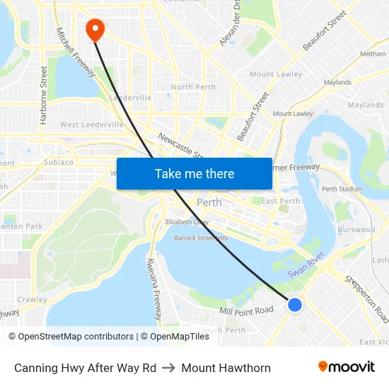 Canning Hwy After Way Rd to Mount Hawthorn map
