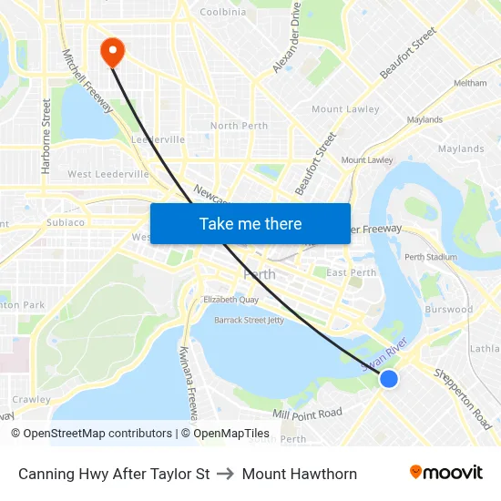 Canning Hwy After Taylor St to Mount Hawthorn map