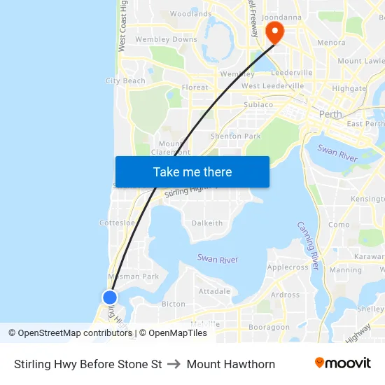 Stirling Hwy Before Stone St to Mount Hawthorn map