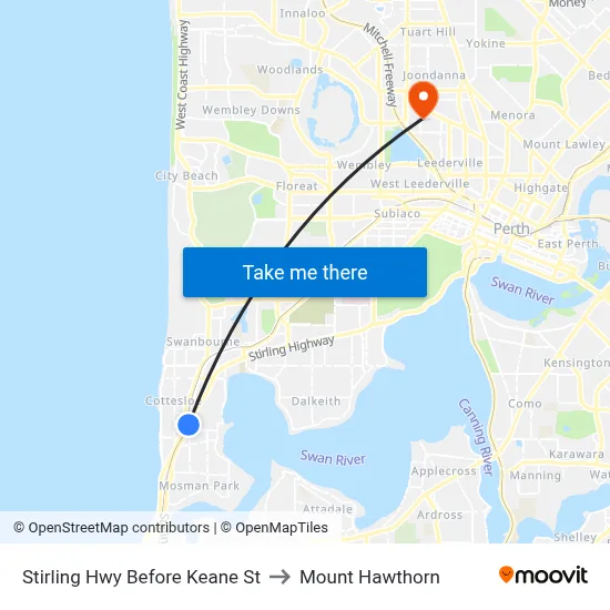 Stirling Hwy Before Keane St to Mount Hawthorn map