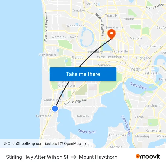 Stirling Hwy After Wilson St to Mount Hawthorn map
