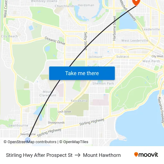 Stirling Hwy After Prospect St to Mount Hawthorn map