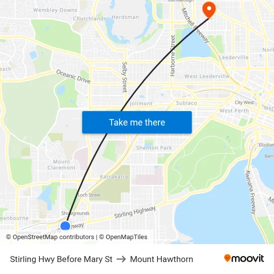 Stirling Hwy Before Mary St to Mount Hawthorn map