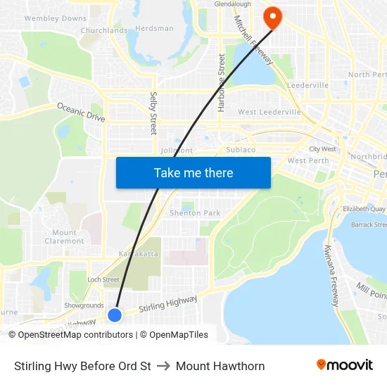 Stirling Hwy Before Ord St to Mount Hawthorn map
