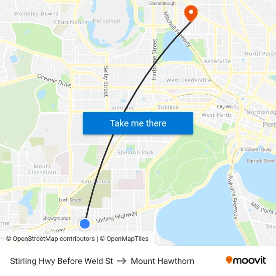 Stirling Hwy Before Weld St to Mount Hawthorn map