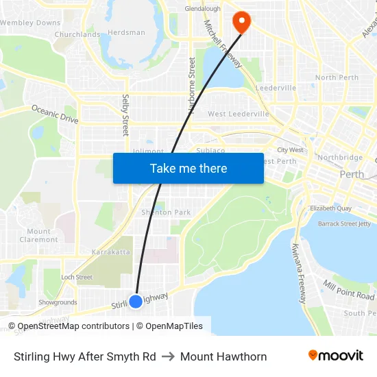 Stirling Hwy After Smyth Rd to Mount Hawthorn map