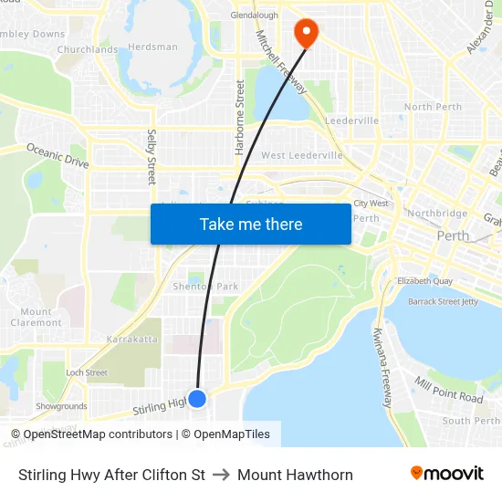 Stirling Hwy After Clifton St to Mount Hawthorn map