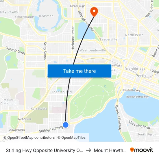 Stirling Hwy Opposite University Of Wa to Mount Hawthorn map