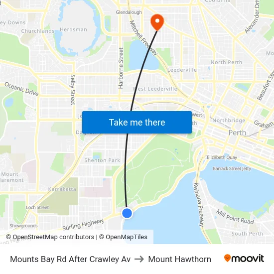 Mounts Bay Rd After Crawley Av to Mount Hawthorn map