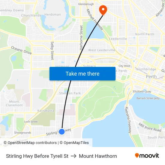 Stirling Hwy Before Tyrell St to Mount Hawthorn map