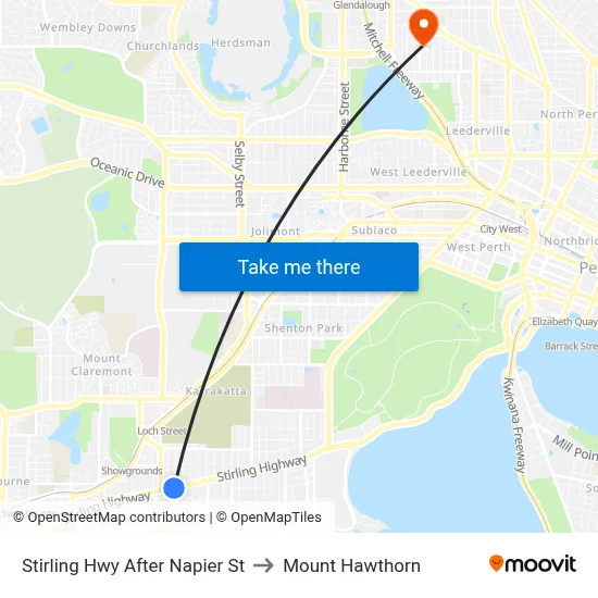 Stirling Hwy After Napier St to Mount Hawthorn map