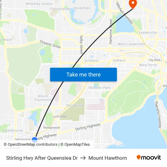 Stirling Hwy After Queenslea Dr to Mount Hawthorn map