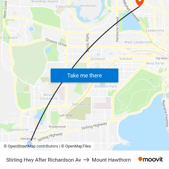 Stirling Hwy After Richardson Av to Mount Hawthorn map
