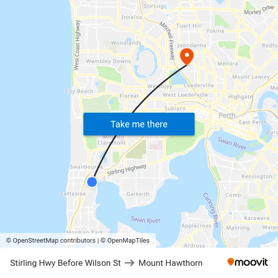 Stirling Hwy Before Wilson St to Mount Hawthorn map