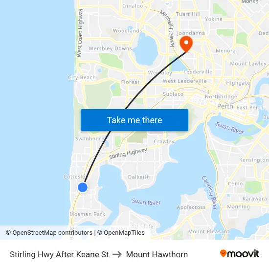 Stirling Hwy After Keane St to Mount Hawthorn map