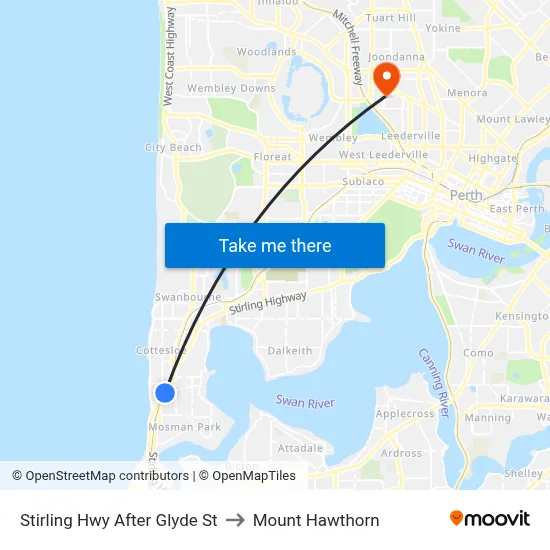 Stirling Hwy After Glyde St to Mount Hawthorn map
