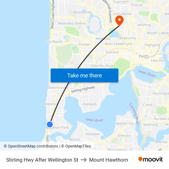 Stirling Hwy After Wellington St to Mount Hawthorn map