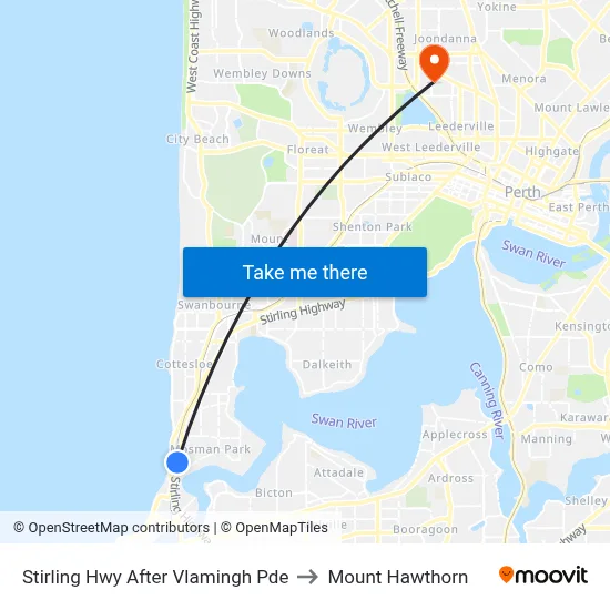 Stirling Hwy After Vlamingh Pde to Mount Hawthorn map